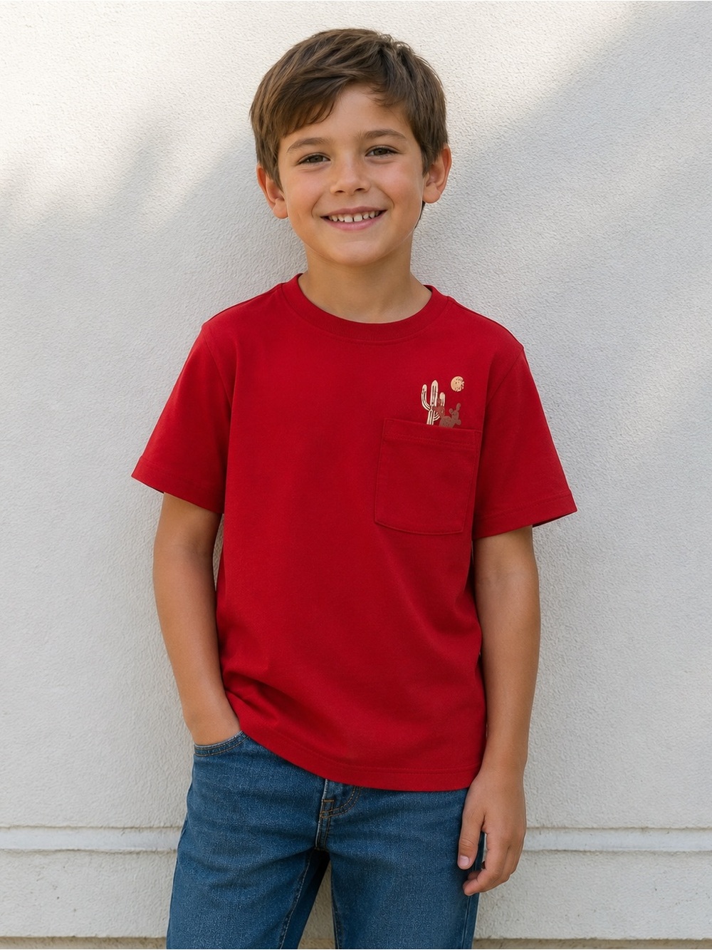 Art Class Red Pocket T-Shirt Cactus Graphic NWT Kids Size S 6/7